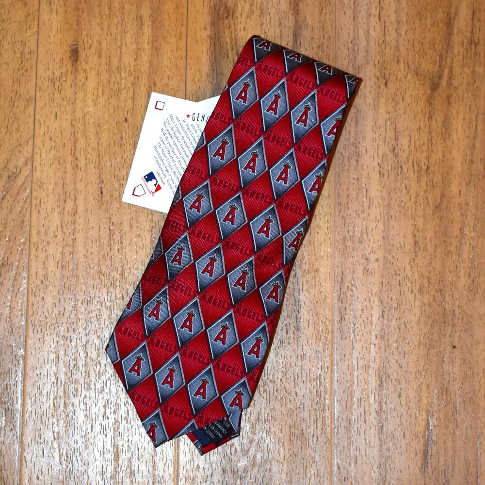 MLB Los Angeles Angels Necktie Mens OS Red NEW Silk Diamond Logo‎ Eagle Neckwear